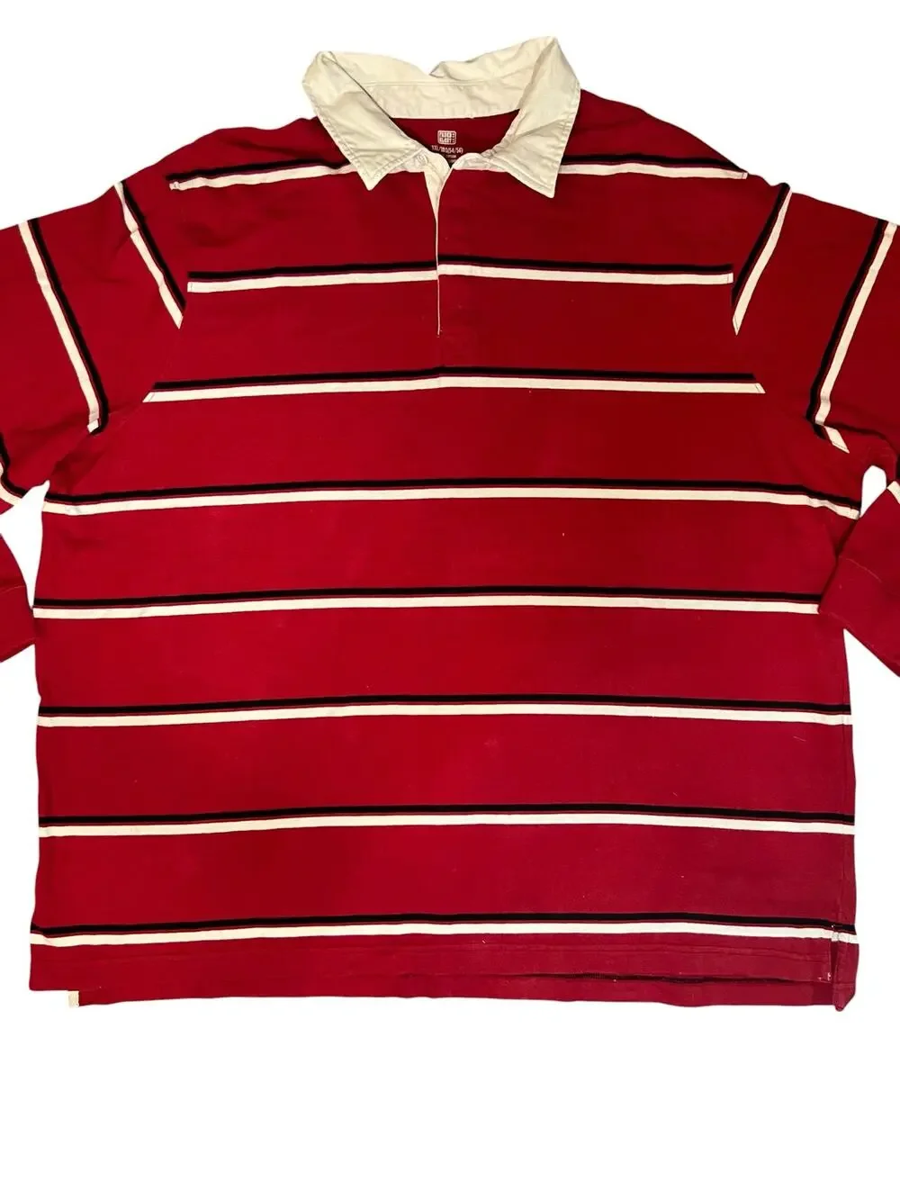 Vintage Y2K Faded Glory striped rugby polo red shirt preppy men 3X plus size
